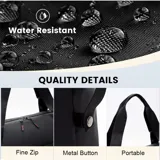 Bolso de viaje unisex de diseño minimalista, color negro, fabricado en PU y poliéster impermeable. Cuenta con compartimento principal con cierre, bolsillo frontal con cierre y asas superiores resistentes.