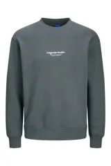 Buzo gris de manga larga y cuello redondo, marca Jack & Jones Originals.