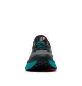 Championes de trekking Columbia Konos Trillium Atr Omni-Max, de color gris con suela alta en tonos turquesa y negro, detalles en fucsia y logo de la marca en el lateral.