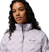 Campera técnica Columbia con tecnología de sellado térmico, diseño acolchado con patrón geométrico, cierre frontal completo, cuello alto y bolsillos laterales con cierre.