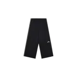 Pantalón de jogging negro estilo baggy de Eme Studios, con líneas blancas laterales, bolsillos con cierre y logo impreso en la pierna izquierda.