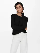 Sweater de punto con cuello redondo y manga larga, de corte regular y textura suave.