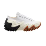 Championes Converse modelo Run Star Motion Platform, de diseño vanguardista con capellada de lona blanca y suela de plataforma dentada con detalles en negro y marrón.