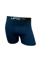 Boxer azul marino de algodón de la marca Ufo, con cintura elástica ancha en color negro y logo de la marca estampado en blanco.