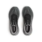 Championes Merrell Agility Peak 6 para mujer, color negro con detalles en gris. Diseñados para trail running, cuentan con parte superior de malla transpirable, entresuela de espuma FloatPro+ y suela Vibram MegaGrip para tracción y estabilidad en terrenos difíciles.