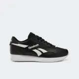 Championes Reebok modelo Jogger Lite, color negro con detalles en blanco y suela blanca, de diseño clásico y deportivo.