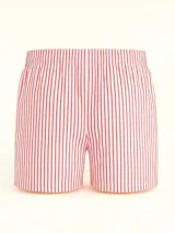 Bóxer de algodón blanco con estampado de flores pequeñas color celeste, con cintura elástica y logo de la marca en el centro.