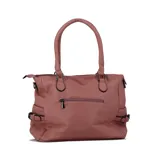 Cartera tipo tote de cuero sintético color negro, con doble asa de mano y correa larga desmontable.