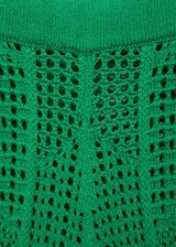 Pantalon de punto calado color verde, con diseño wide leg y cintura elástica.