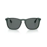 Lentes de sol Ray-Ban modelo RB 4187, con montura cuadrada color verde oscuro y lentes grises.