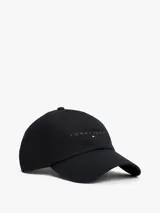 Gorra de béisbol negra de algodón con logo de Tommy Jeans bordado en el frente.