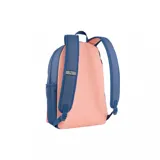 Mochila Puma Phase CB de poliéster color azul con detalles en rosa y gris. Logo de Puma estampado en blanco en el frente.