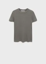 Camiseta de manga corta y cuello redondo, confeccionada en tejido de punto acanalado con diseño entallado al cuerpo.