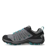 Championes de trekking Merrell Crosslander 3, color gris con detalles en negro y celeste. Capellada de cuero gamuzado y malla transpirable. Entresuela con tecnología Merrell Air Cushion para absorción de impactos y suela de goma con buen agarre. Lengüeta con fuelle para evitar el ingreso de suciedad.
