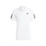 Chomba de tenis Adidas Club, color blanco con logo negro en el pecho y tres tiras negras en las mangas.