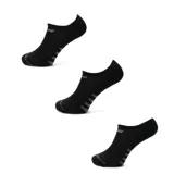 Pack de tres pares de medias invisibles New Balance color negro, con detalles en gris y logo de la marca en la puntera.