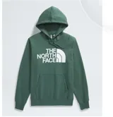 Buzo con capucha verde con logo blanco de The North Face estampado en el pecho y bolsillo tipo canguro.