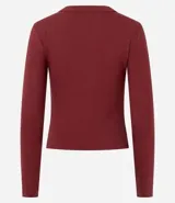 Blusa de manga larga Marfinno, confeccionada en tejido rib acanalado de color bordó, con cuello redondo y ajuste al cuerpo.