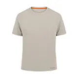 Remera deportiva Merrell Driftshade color beige claro, de manga corta con diseño raglán y paneles laterales transpirables.