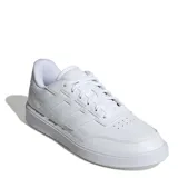 Championes urbanos Adidas modelo Courtblock, de diseño minimalista en color blanco. Presentan el logo de la marca en la lengüeta y las icónicas tres bandas laterales en relieve. Cuentan con cierre de cordones, puntera perforada para mayor ventilación y suela de goma resistente.