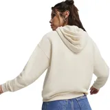 Buzo negro con capucha y cordones ajustables, de corte holgado y manga larga. Presenta un bolsillo tipo canguro y el logo de Puma estampado en el pecho.