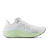 Championes New Balance Fresh Foam X Kaiha Road, color blanco con detalles plateados y suela Fresh Foam X en verde claro.