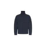 Sweater de punto Stone Island en color azul oscuro, con cuello alto vuelto y manga larga. Incluye el parche con el logotipo de la marca en la manga izquierda.