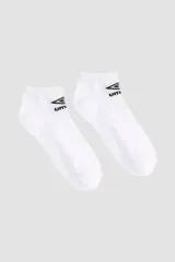 Media corta deportiva Umbro color blanco con logo de la marca bordado en negro.