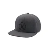 Gorra tipo snapback Hurley modelo Surfside, color gris melange con paneles laterales perforados y logo bordado en el frente.