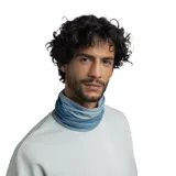 Cuello tubular Buff Reflective Ellbe Steel con diseño degradado en tonos celeste y azul.