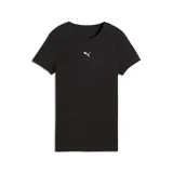 Remera de algodón color negro, de corte ajustado y manga corta, con el logo de Puma bordado en blanco en el centro del pecho.