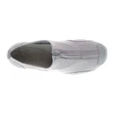 Slip on Merrell modelo Barrado, color gris, confeccionado en malla transpirable con detalles en cuero. Cuenta con cierre frontal de cremallera, plantilla de espuma EVA y suela de goma con tecnología Air Cushion para mayor estabilidad y tracción.