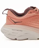 Championes Hoka Bondi 8 color rosa con detalles en marrón.
