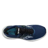 Championes de running Saucony Triumph 20, color azul marino con detalles en blanco y negro, diseñados para brindar comodidad y amortiguación.
