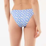 Braguita de bikini celeste con estampado de margaritas blancas.