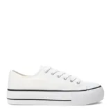 Championes negros de lona con plataforma blanca y cordones blancos.