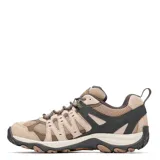 Championes de trekking Merrell modelo Accentor 3, color beige con detalles en gris oscuro y naranja. Confeccionados en malla y gamuza, cuentan con suela de goma con relieve para mayor tracción y cordones reforzados.