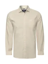 Camisa de manga larga RKF modelo Flasquare, confeccionada en algodón con textura de franela y estampado de cuadros pequeños. Presenta cuello clásico, cierre frontal con botones y un bolsillo en el pecho con el logo de la marca bordado.