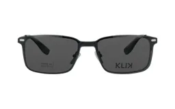 Armazón de lentes Klix modelo 104MM color azul marino y plateado, de formato rectangular y diseño semi al aire.