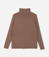 Blusa de manga larga con cuello alto, confeccionada en tejido de viscosa con elastano, de diseño liso y ajuste al cuerpo.