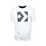 Remera blanca de algodón con estampa del logo de Converse (estrella y chevron) en color gris con diseño de estrellas blancas.
