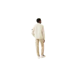 Sweater de punto acanalado de Stone Island en color blanco, con cuello alto, cierre frontal parcial con cremallera y el parche distintivo de la marca en la manga izquierda.