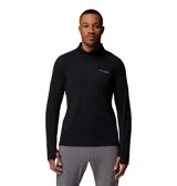 Buzo técnico de media cremallera Columbia Titanium, color negro, con mangas largas, orificios para pulgares en los puños y cuello alto con protección de barbilla.