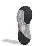 Championes Adidas Ultrarun 5 de running, color blanco con detalles en gris y suela con degradé de amarillo a rosa.
