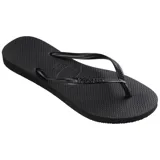 Ojotas Havaianas modelo Slim, de color rosado con tiras finas metálicas y textura de grano de arroz en la suela.