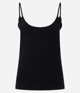 Musculosa básica azul marino de algodón peruano, con escote redondo y tirantes finos.