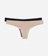 Kit de dos bombachas tipo tanga bikini de microfibra sin estampado, con corte láser.