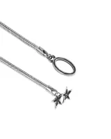 Pulsera de plata 925 con cadena tipo serpiente y cierre de mosquetón con diseño de dos estrellas superpuestas.