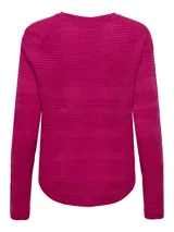 Sweater negro de punto acanalado con cuello redondo y manga larga, de calce regular.
