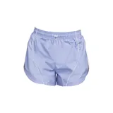 Short Nike Air color lila, con cintura elástica con cordón ajustable y ribetes blancos reflectantes.